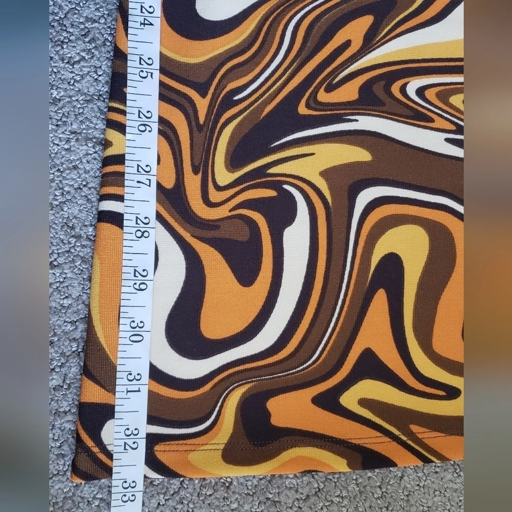 Garage women's psychedelic brown/orange pull-on high waisted flare leggings xs - Picture 3 of 8